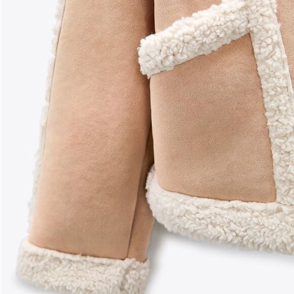 Zara DOUBLE FACED JACKET WITH FAUX SHEARLING - Picture 5 of 10